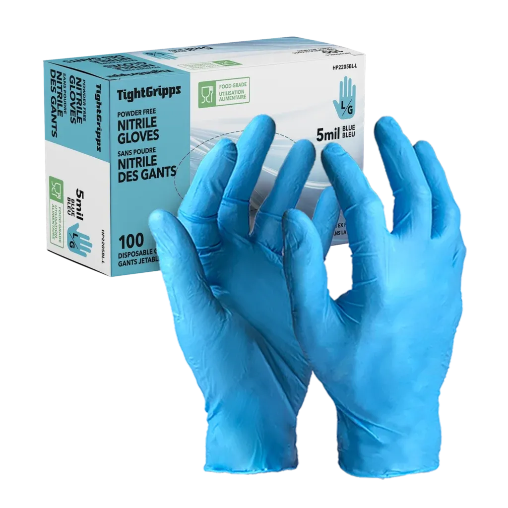 5 mil Nitrile Disposable Gloves - Powder Free (1 Case/10 Boxes) HP2205 Diamond