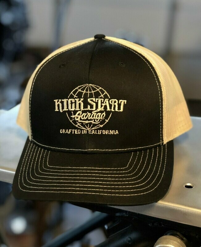 Black and Tan Kick Start Garage Globe hat