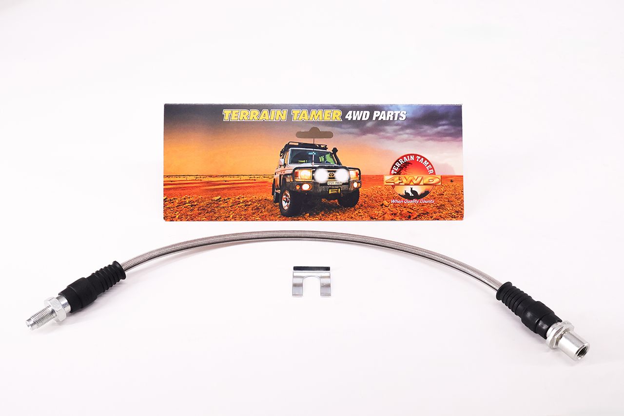 BRAIDED BRAKE HOSE FRONT CENTRE NON ABS +50MM EXTENDED (17)