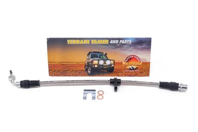 BRAIDED BRAKE HOSE FRONT L/H WITH OR WITHOUT ABS