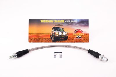 BRAIDED BRAKE HOSE REAR CENTRE +ABS +50MM EXTENDED