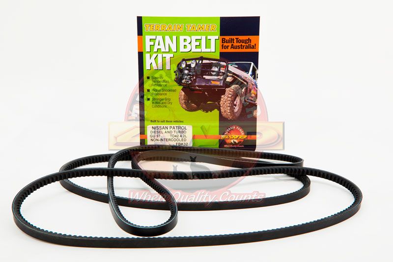 FAN BELT KIT FAN POWER STEERING &amp; A/C TD42T W/O INTERCOOLER