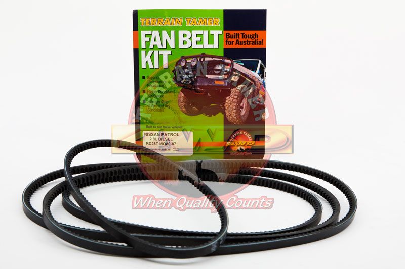 FAN BELT KIT FAN POWER STEERING &amp; A/C PATROL GQ RD28T