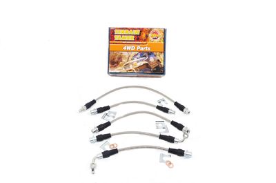 BRAIDED BRAKE HOSE KIT DRUM BKE RR TO 2"RAISED SUSP SUIT ABS 1