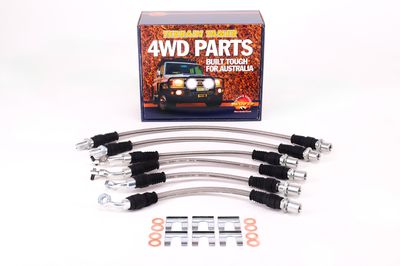 BRAIDED BRAKE HOSE KIT SUITS 0-50MM RAISE SUSPENSION NON ABS 1