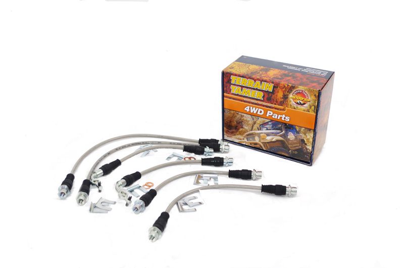 BRAIDED BRAKE HOSE KIT DRUM BKE RR TO 2"RAISED SUSP SUIT ABS 2