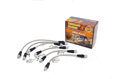 BRAIDED BRAKE HOSE KIT DRUM BKE RR TO 2"RAISED SUSP SUIT ABS 2