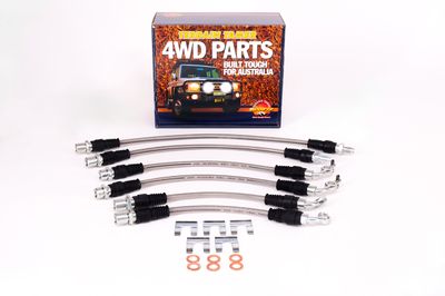 BRAIDED BRAKE HOSE KIT SUITS 0-50MM RAISE SUSPENSION NON ABS 2