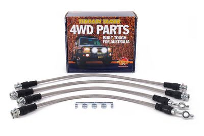 BRAIDED BRAKE HOSE KIT SUIT 0-50MM RAISED VEHICLES