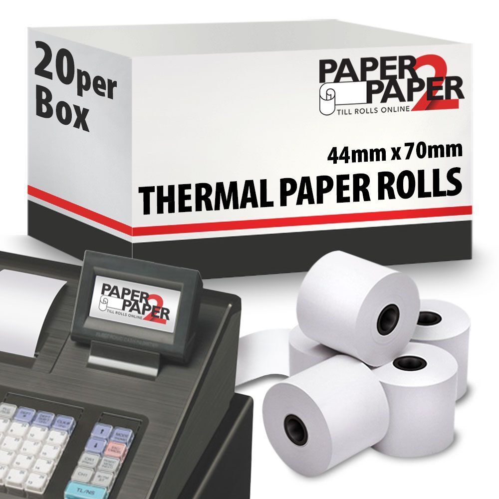 20 Rolls 44mm x 70mm Thermal Paper Till Rolls 20 Rolls 44mm x 70mm Thermal Paper Till Rolls