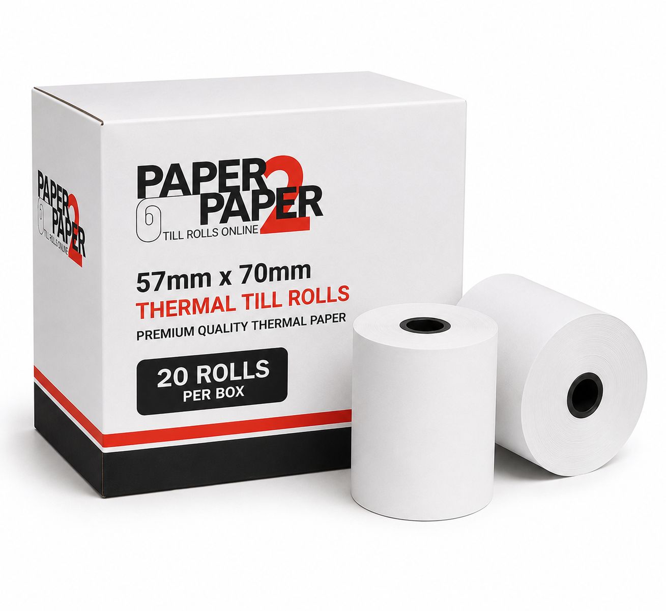 20 Rolls 57mm x 70mm Thermal Paper Till Rolls 20 Rolls 57mm x 70mm Thermal Paper Till Rolls