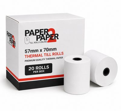 20 Rolls 57mm x 70mm Thermal Paper Till Rolls
