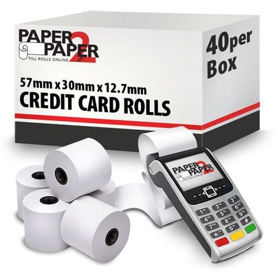40 Rolls 57mm x 30mm Visa Credit Card Machine Rolls 40 Rolls 57mm x 30mm Visa Credit Card Machine Rolls