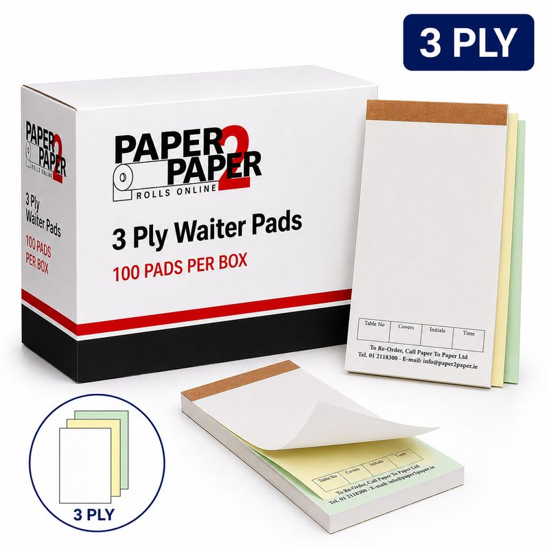 3 Ply Waiter Pads – Triplicate Restaurant Order Pads (100 Pads Per Box)