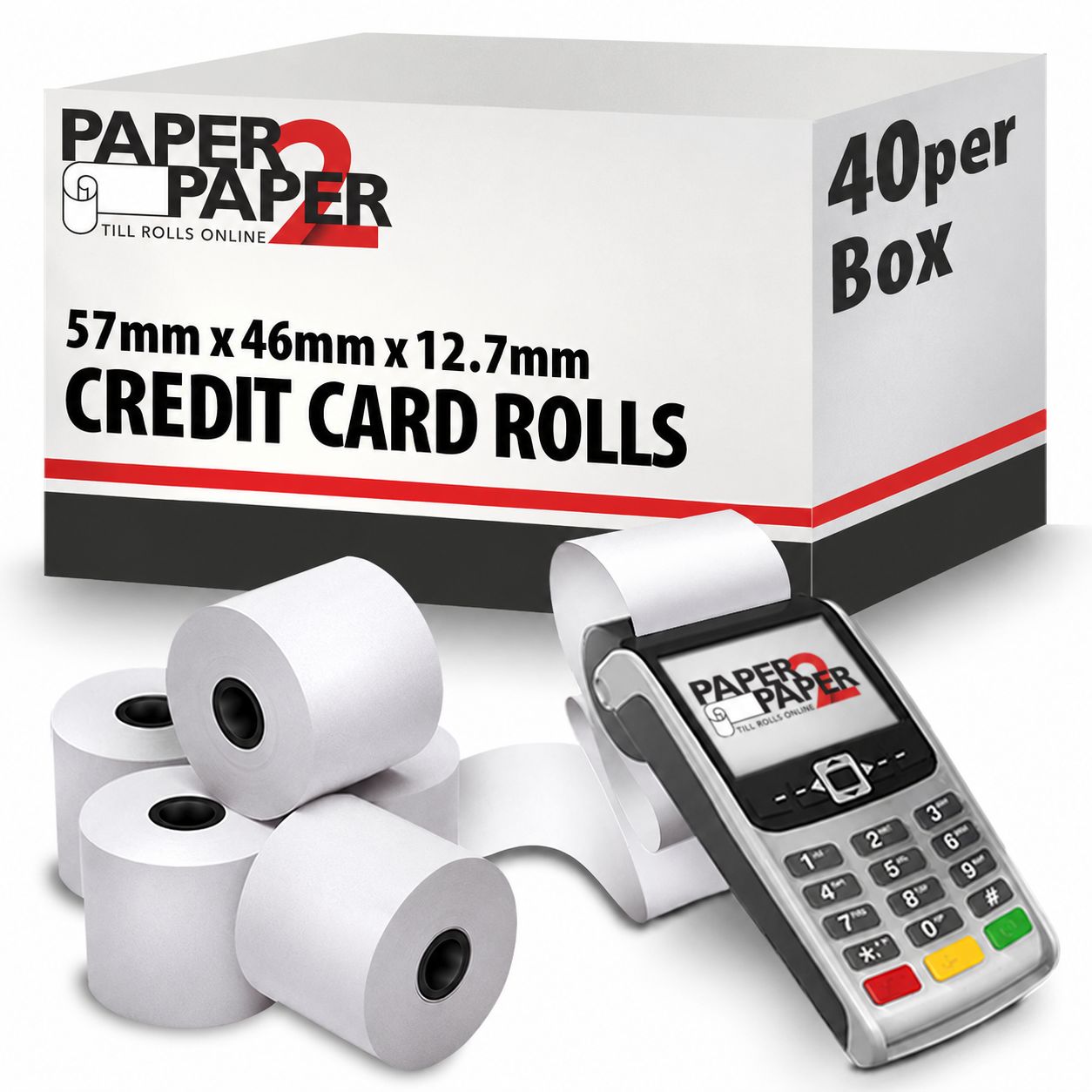 20 Rolls 57mm x 46mm Thermal Till & Credit Card Machine Rolls 20 Rolls 57mm x 46mm Thermal Till & Credit Card Machine Rolls