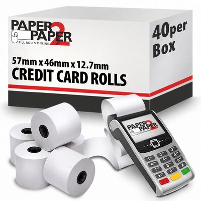 20 Rolls 57mm x 46mm Thermal Till & Credit Card Machine Rolls