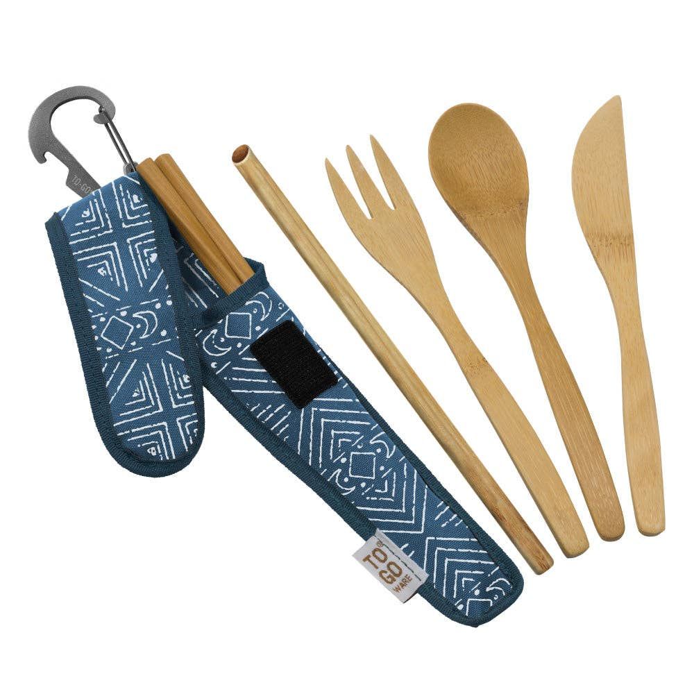 To-Go Ware Bamboo Utensil Set - Premium, Color: Shibori Moon