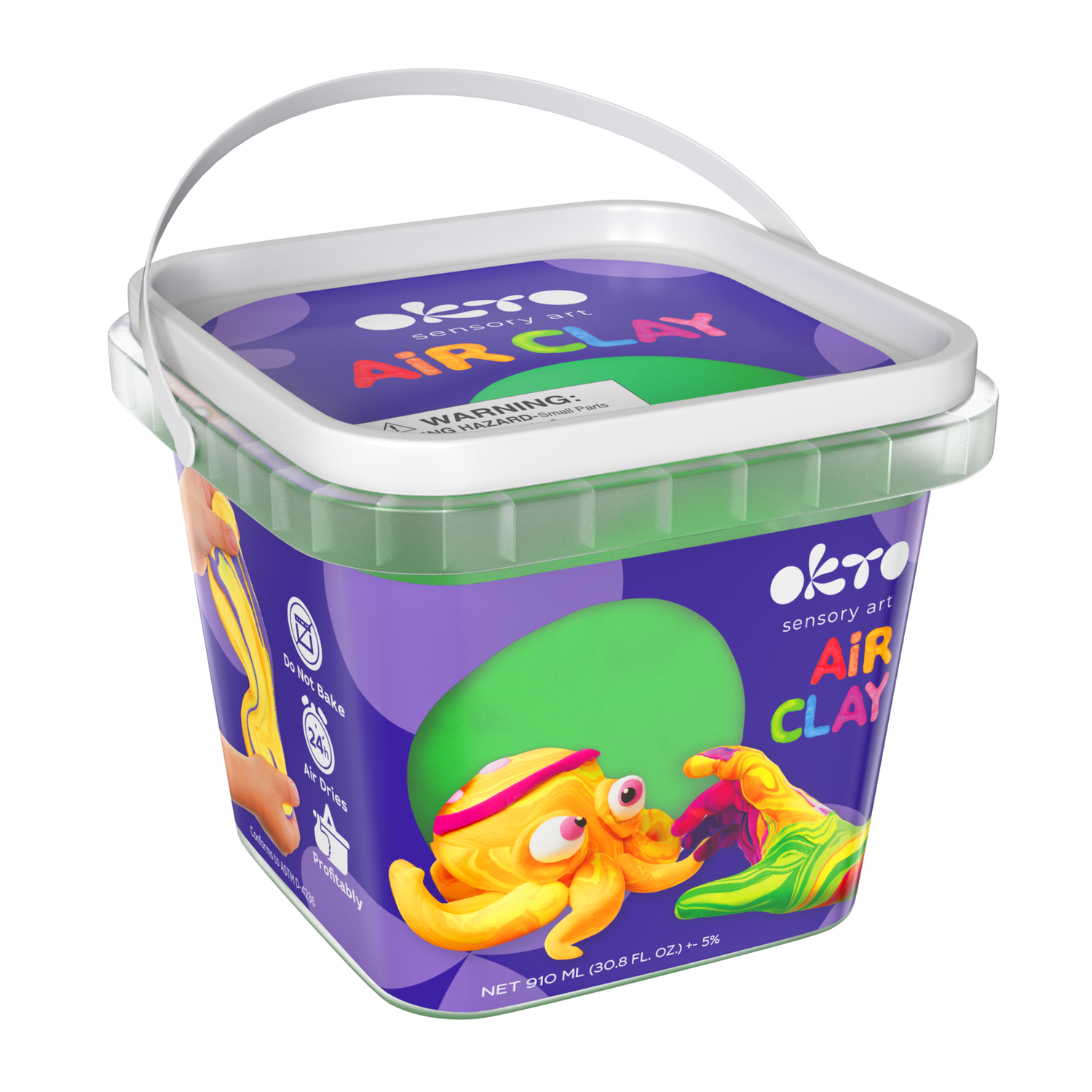 OKTO Air Dry Clay Bucket, 910 ml (31 fl oz) — Green — Ages 8+