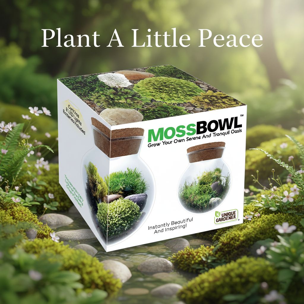 MossBowl Glass Terrarium with Live Moss and LED Light