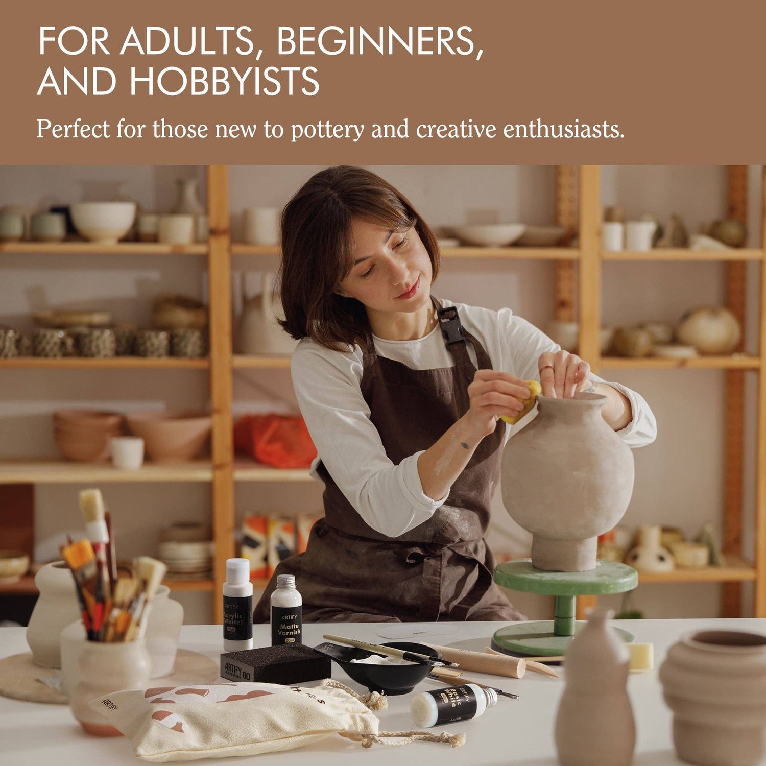 ARTIFY Air Dry Clay Craft Kit , DIY Home Pottery Kit for All Ages, Mold &amp; Sculpt Series