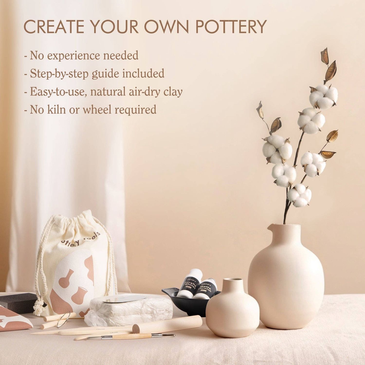 ARTIFY Air Dry Clay Craft Kit , DIY Home Pottery Kit for All Ages, Mold &amp; Sculpt Series