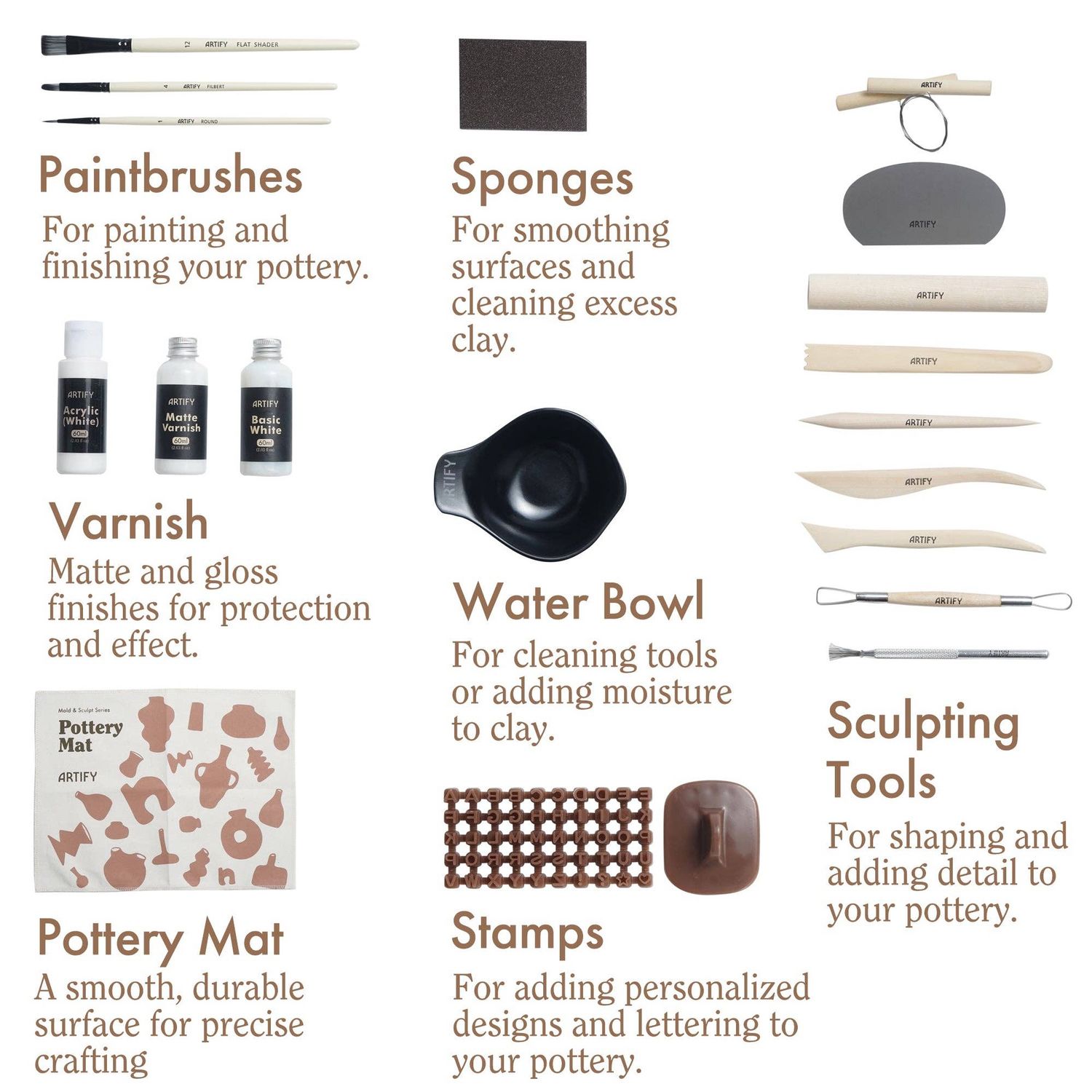 ARTIFY Air Dry Clay Craft Kit , DIY Home Pottery Kit for All Ages, Mold &amp; Sculpt Series
