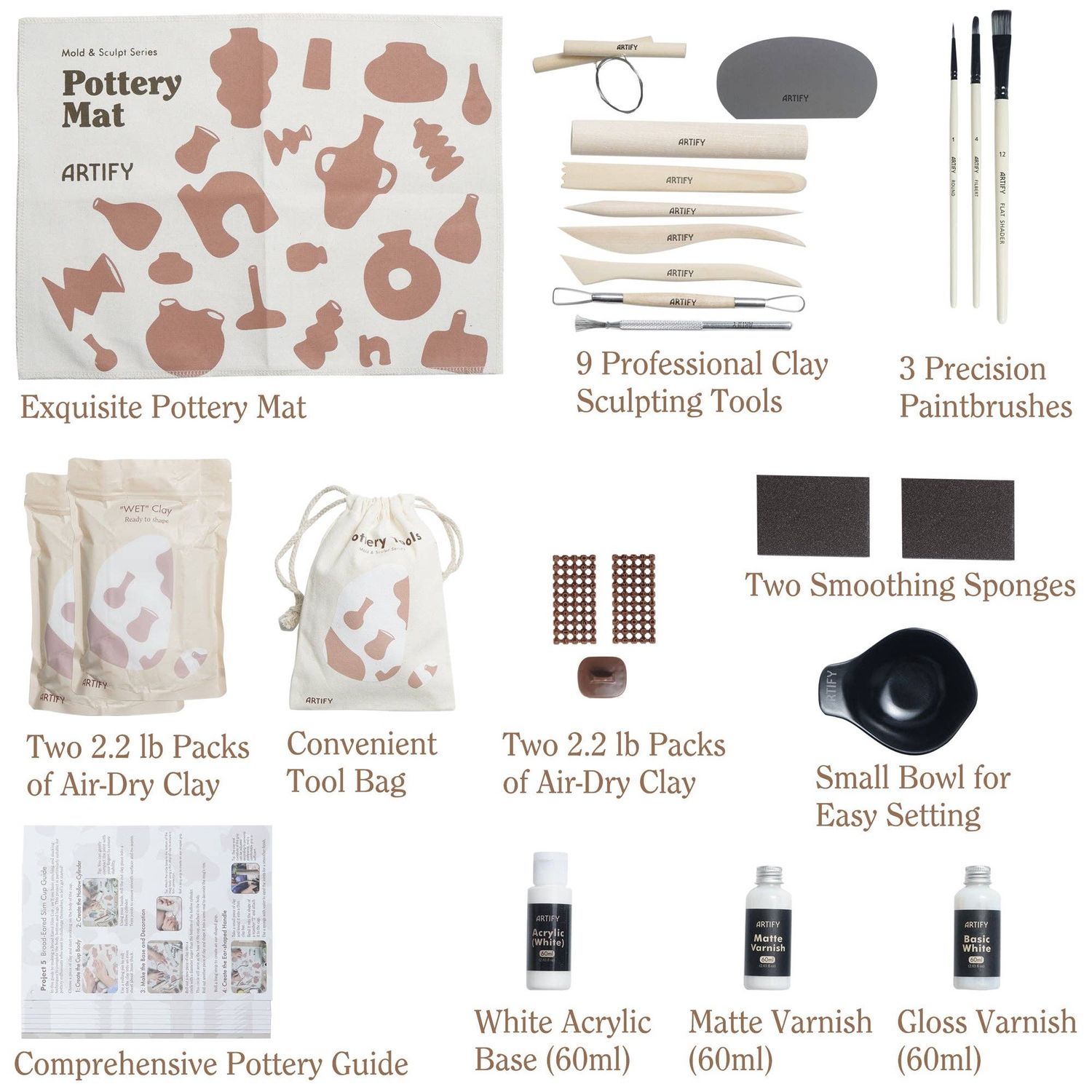 ARTIFY Air Dry Clay Craft Kit , DIY Home Pottery Kit for All Ages, Mold &amp; Sculpt Series
