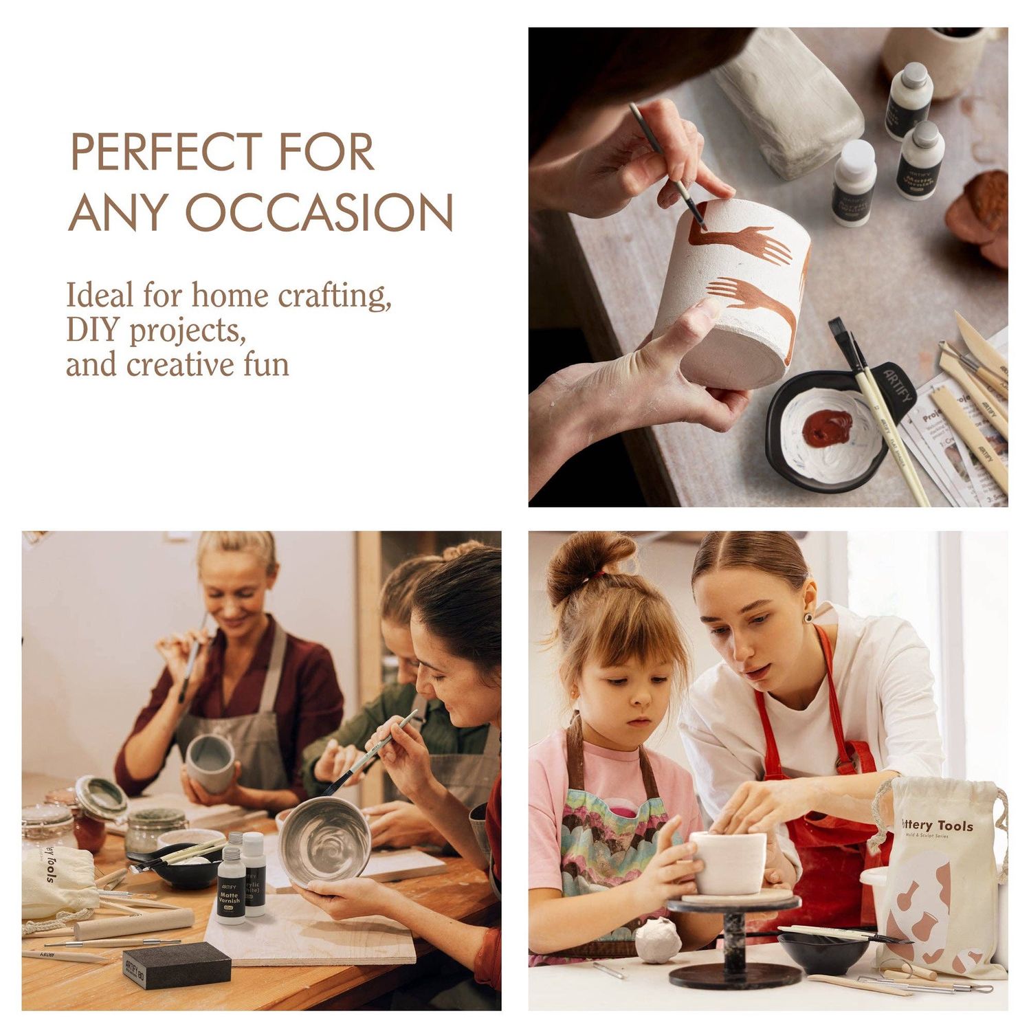 ARTIFY Air Dry Clay Craft Kit , DIY Home Pottery Kit for All Ages, Mold &amp; Sculpt Series