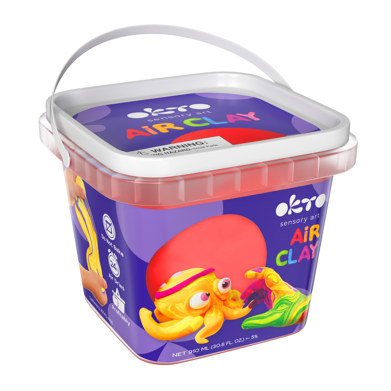 OKTO Air Dry Clay Bucket, 910 ml (31 fl oz) — Red — Ages 8+