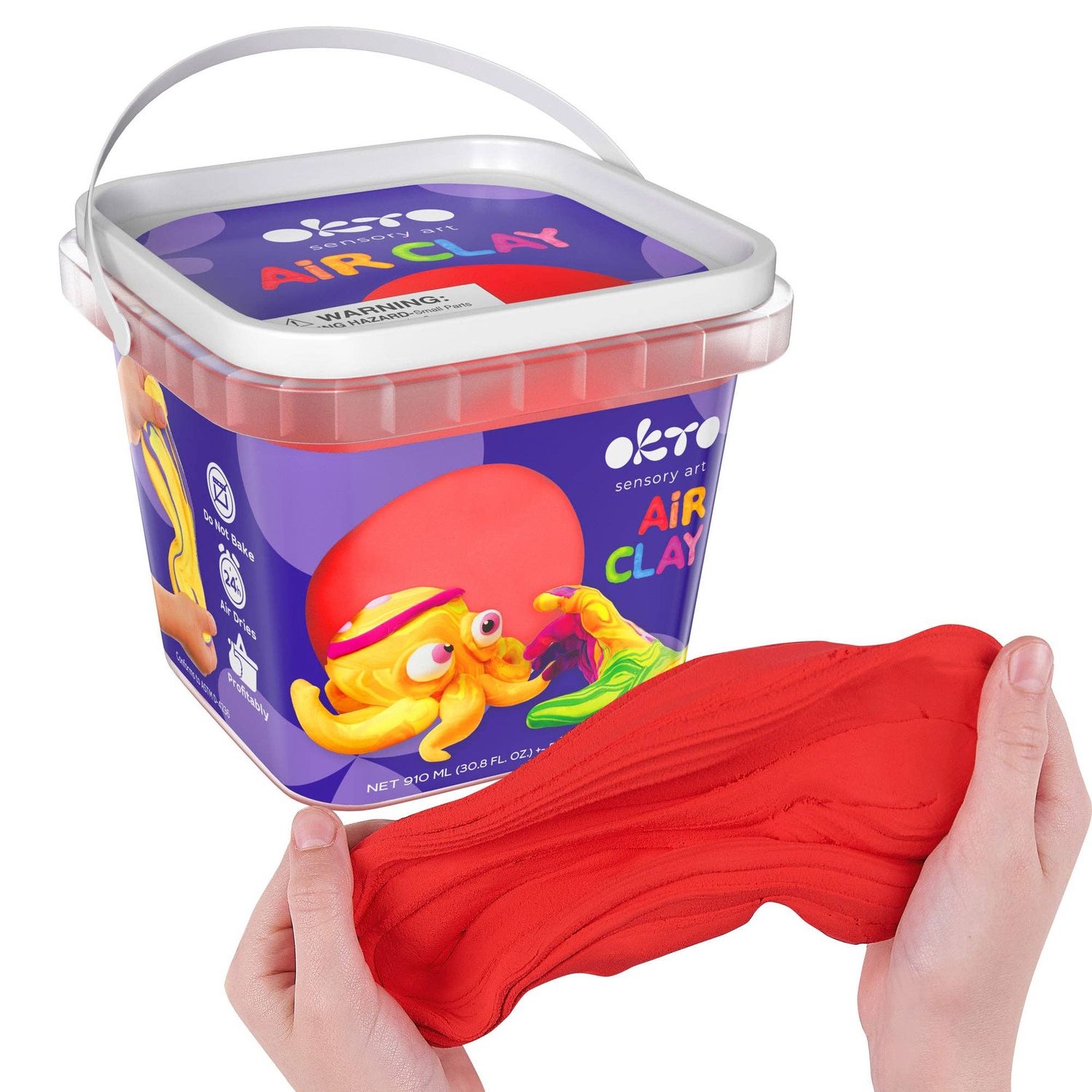 OKTO Air Dry Clay Bucket, 910 ml (31 fl oz) — Red — Ages 8+