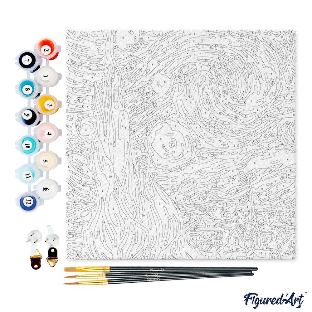 Mini Paint by numbers framed - Van Gogh Starry Night