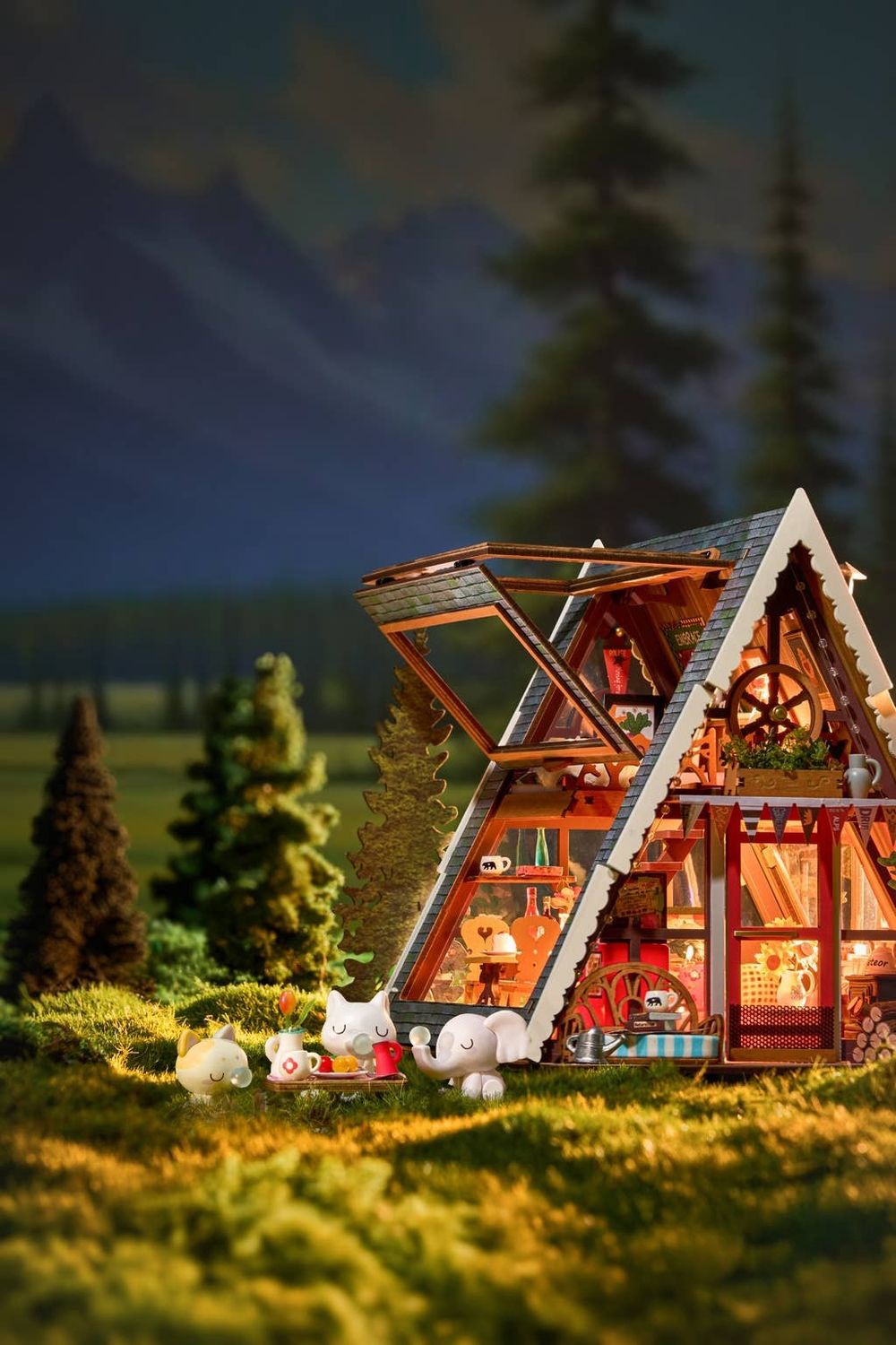 DIY Miniature House Kit: A-Frame Cabin