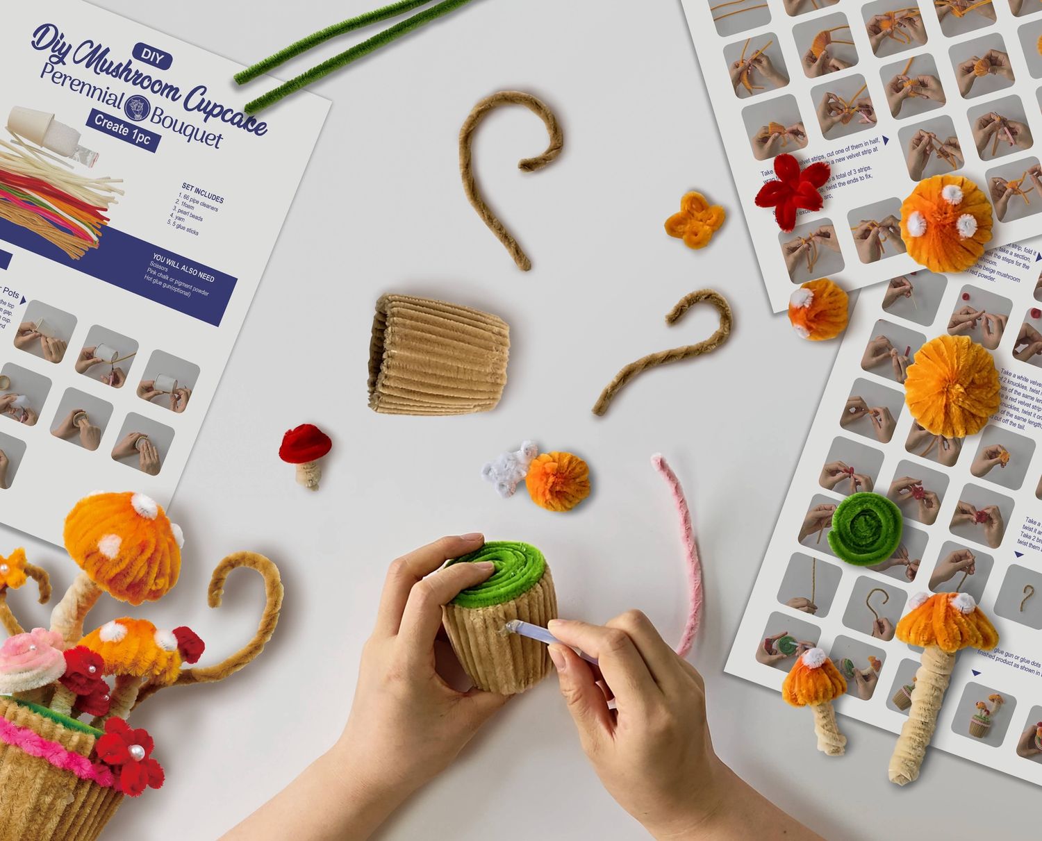 DIY Chenille Kit – Mushroom Cupcake
