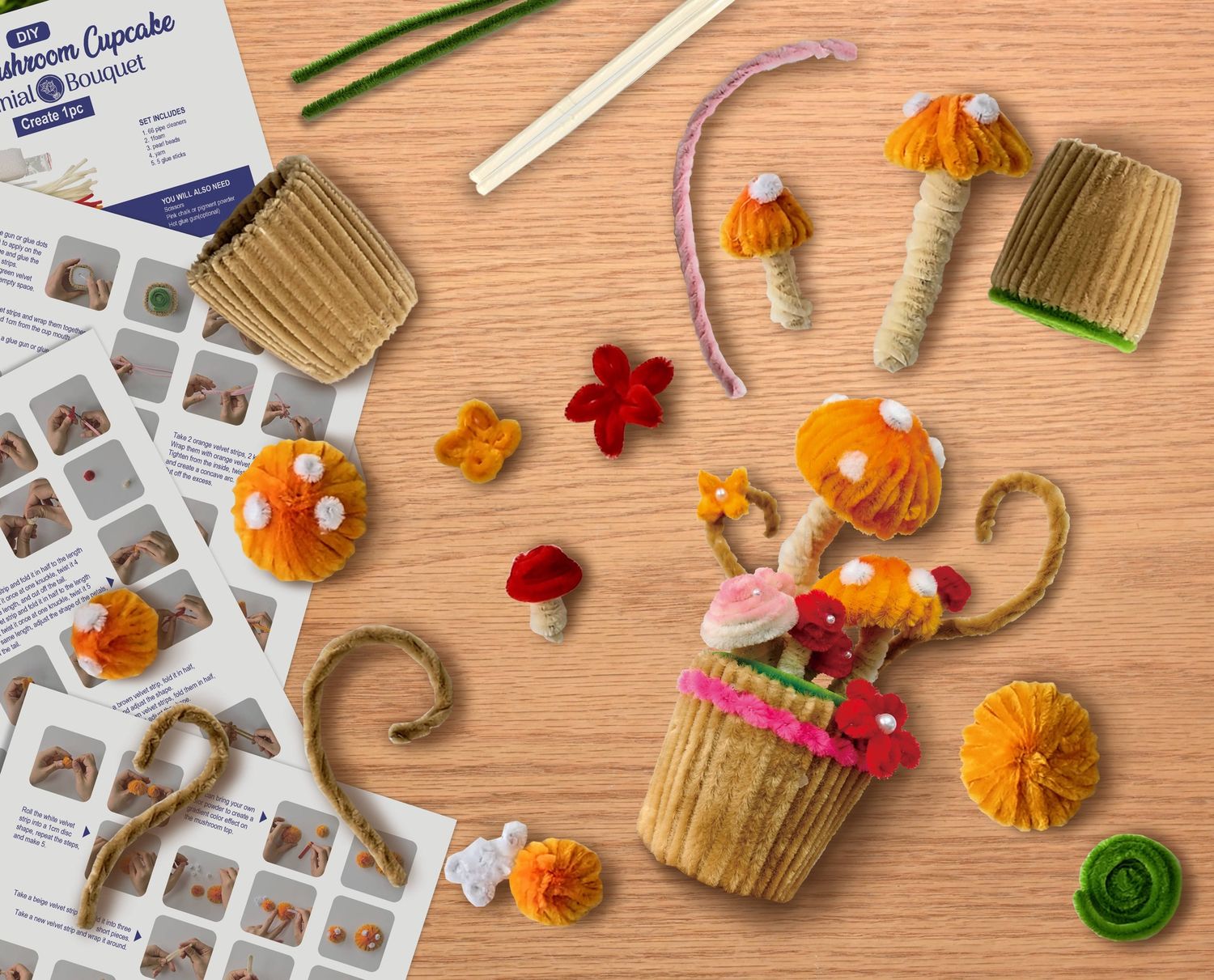 DIY Chenille Kit – Mushroom Cupcake