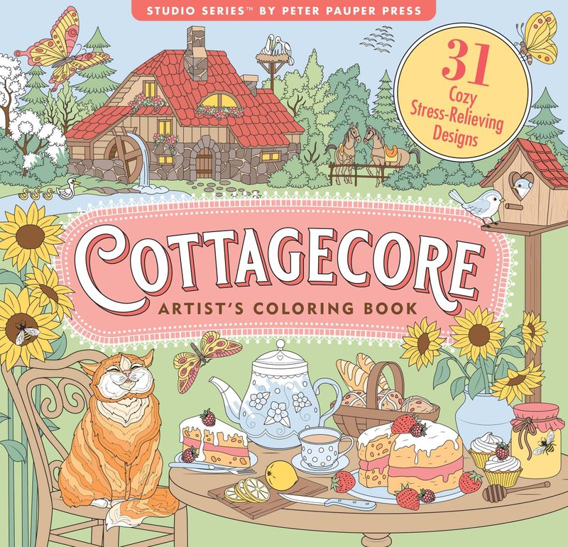 Cottagecore Adult Coloring Book,Cottagecore Adult Coloring Book