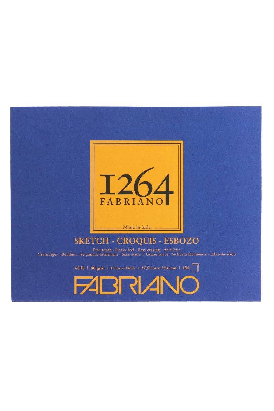 Fabriano 1264 Sketch Pad, 60 lb, 100 Sheets, Size: Glue Bound, 11" x 14"