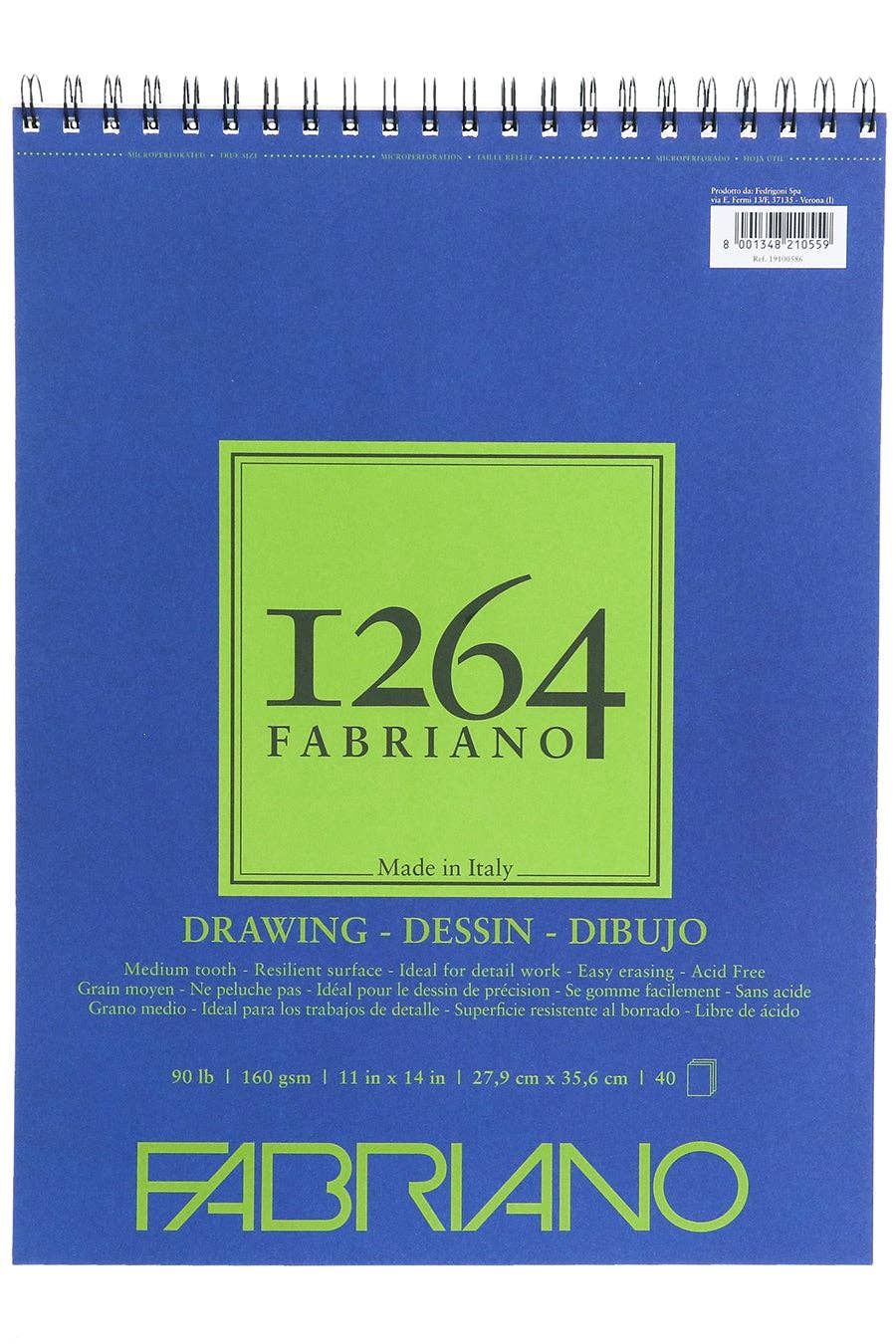 Fabriano 1264 Drawing Pads, Size: 11” x 14", 40 Sheets, 90 lb