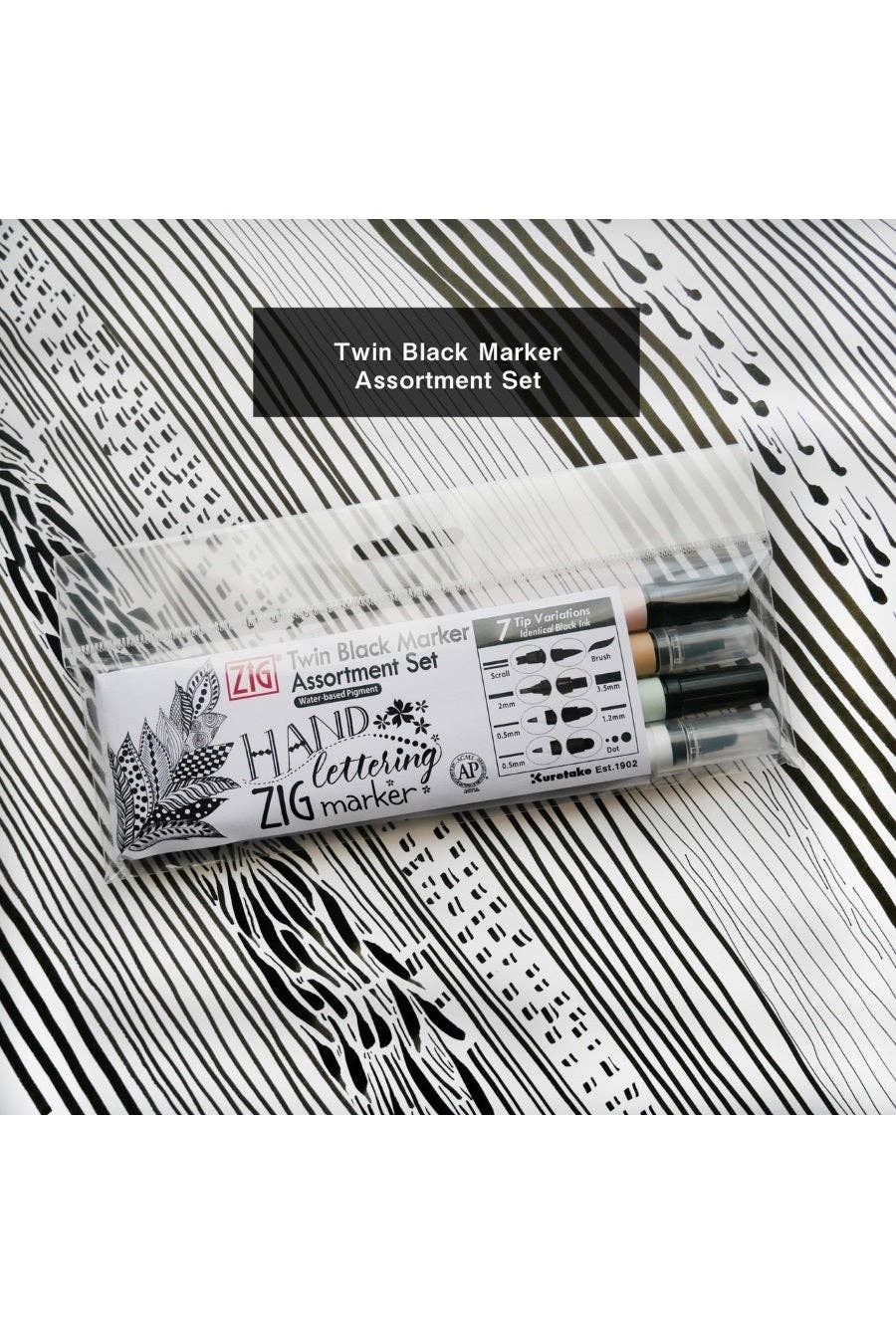 Kuretake® Zig Twin Black Marker Assortment Set