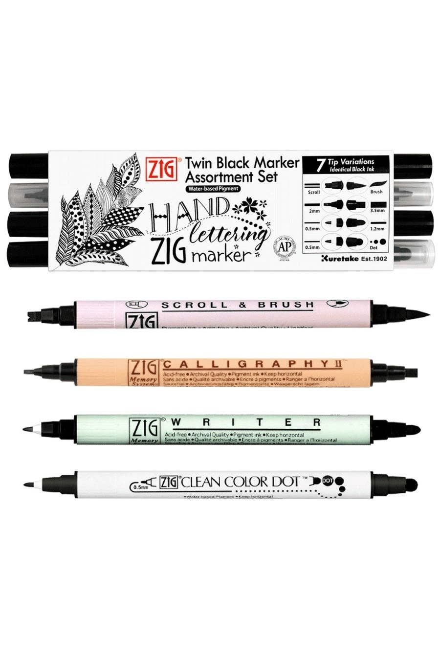 Kuretake® Zig Twin Black Marker Assortment Set