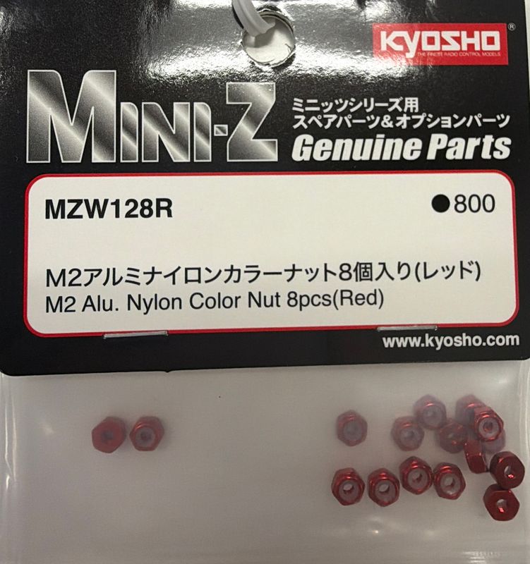 M2 Alu. Nylon Color Nut 8pcs(Red)