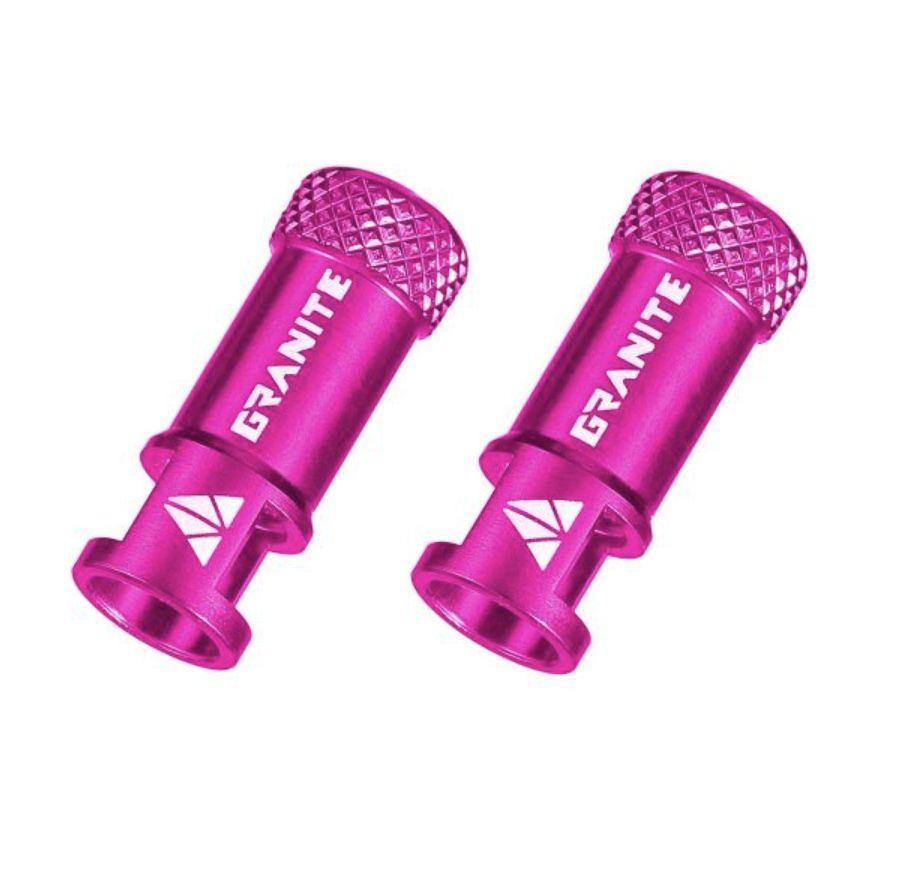 GRANITE JUICY NIPPLE CNC VALVE CAP PAIR, COLOUR: PINK