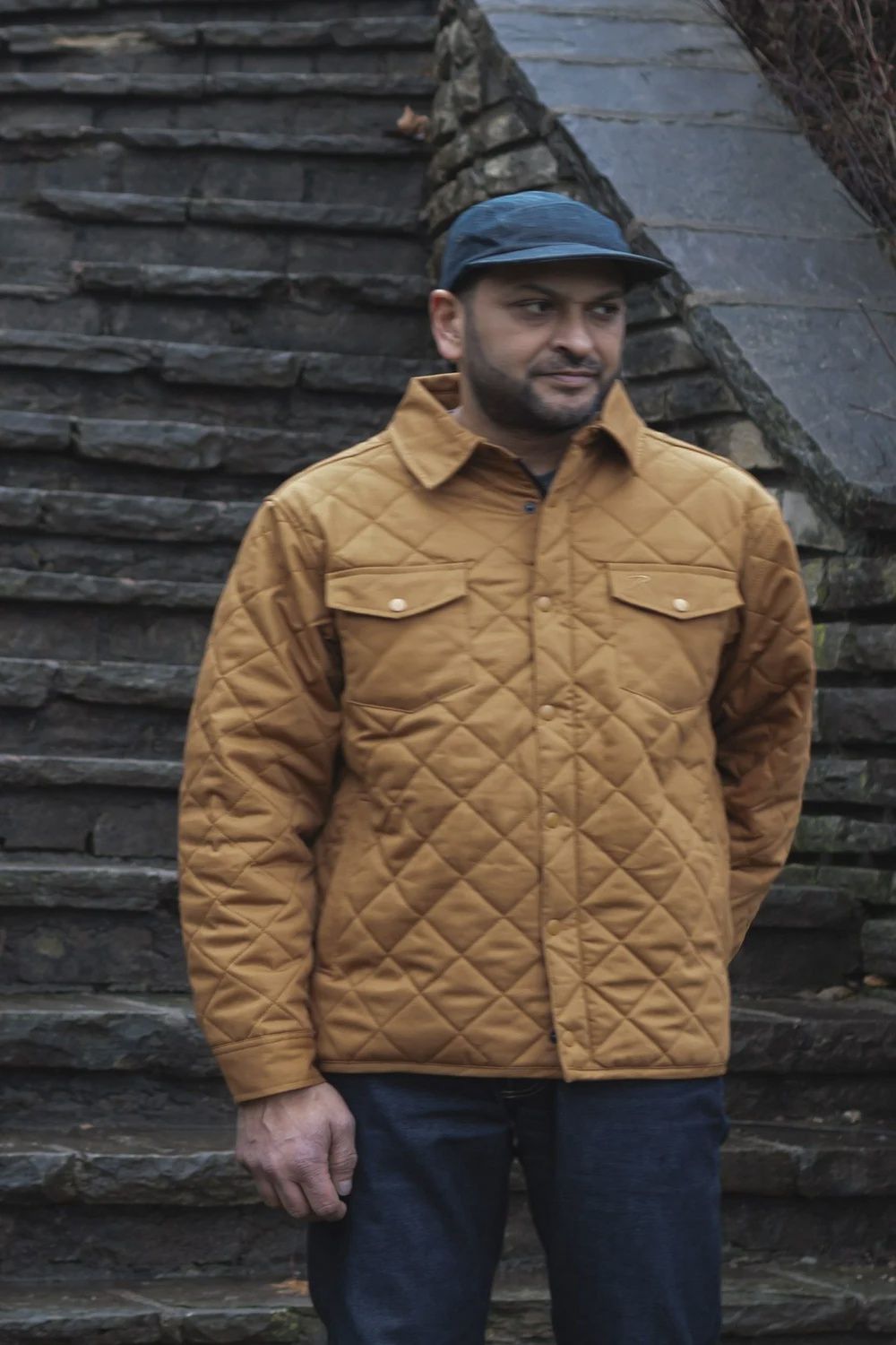 Diamond Quilted Cotton Jacket by Rothco. Zipped up view.