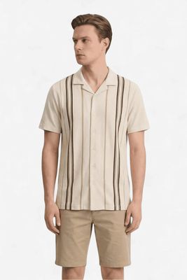Stripe Pique Camp Shirt