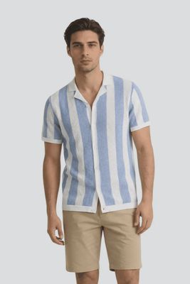 Stripe Flat Knit Camp Shirt