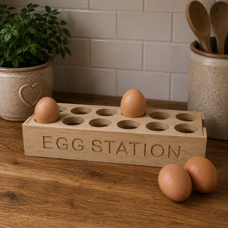 Hevea Wood Egg Station Storage unit