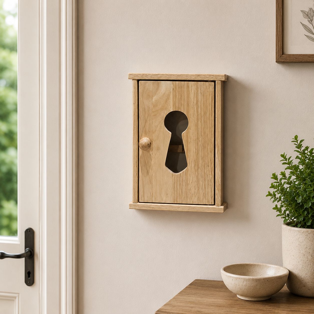 Hevea Wood wall-mounted Key Box