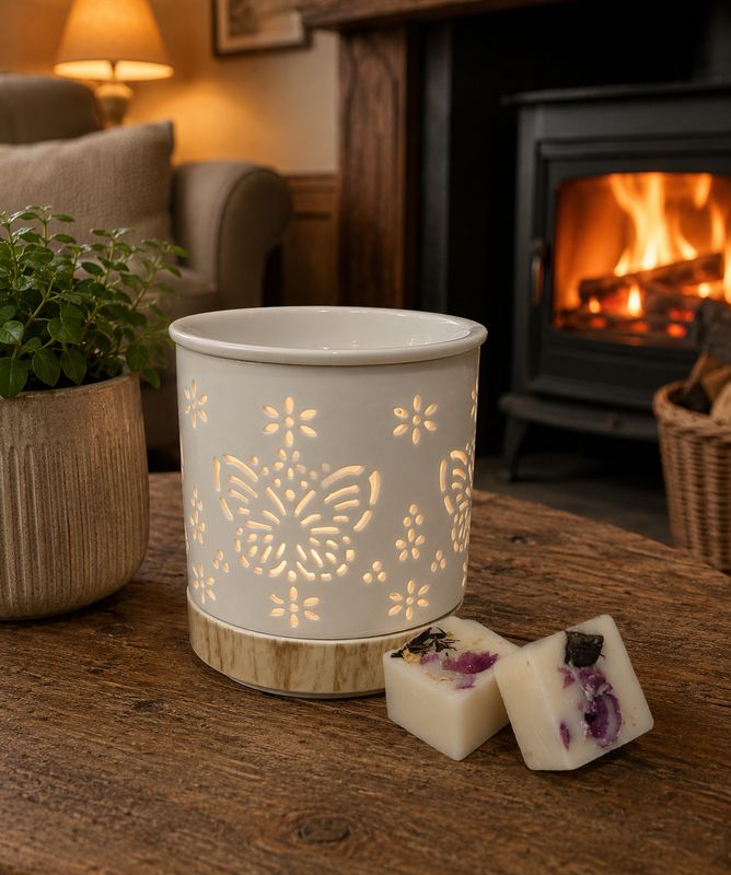 Wax Melt Burner - Ceramic with Butterfly cutout