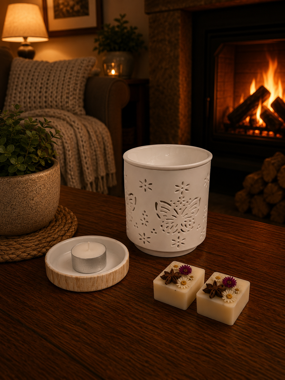 Wax Melt Burner - Ceramic with Butterfly cutout