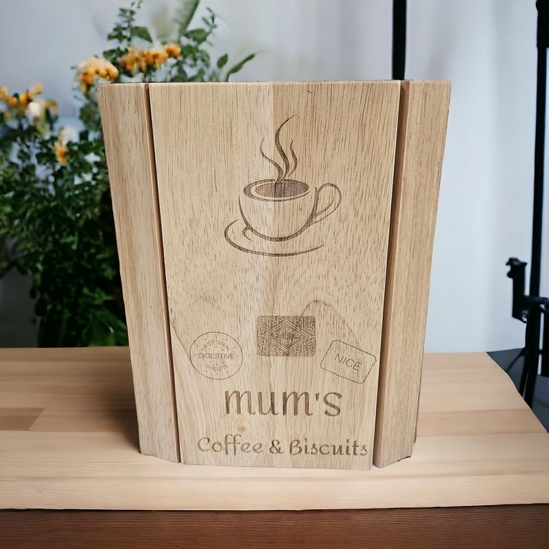 Hevea wood Flexible Sofa Arm Tray - Mum's Coffee & Biscuits