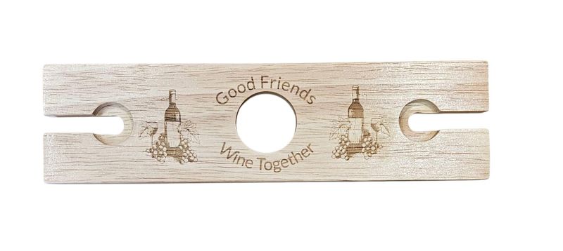 Hevea Wood 2 Person Wine Glass Holder
